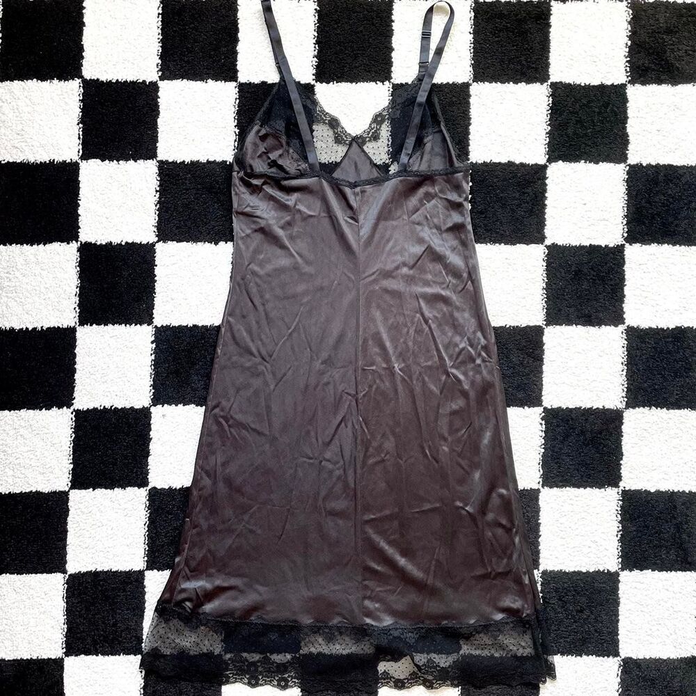 Vintage Black Nylon Slip Dress - Picture 2 of 4